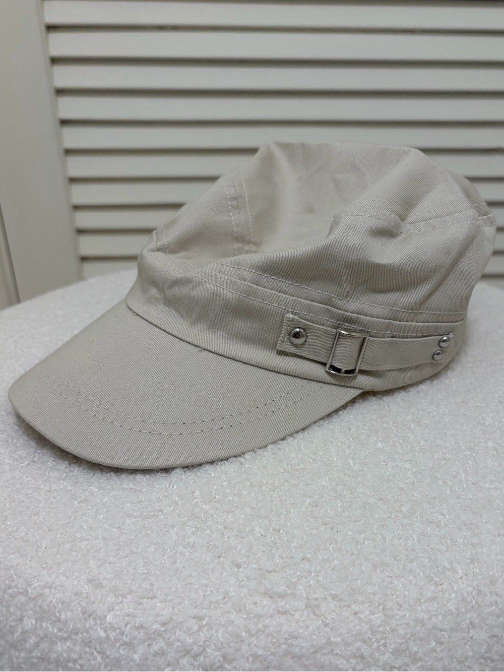 Women's Beige Cadet Hat with Side Buckle